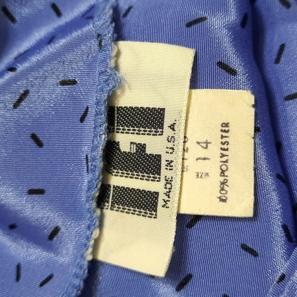 Vintage 80s Day Dress size Large Union Made Peplum Midi Elastic Waist - Picture 9 of 11